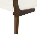 52' Mid Century Bench with Walnut Wood Leg,Channeled Upholstered Footrest Stool for Kitchen, Living Room, Bedroom, Entryway, End of Bed. Chenille Fabric Beige Bench