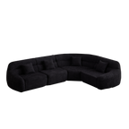 Modern Black Modular Sofa - Luxury Chenille 4-Seater with ergonomic curve and soft chenille fabric, offering stylish comfort.