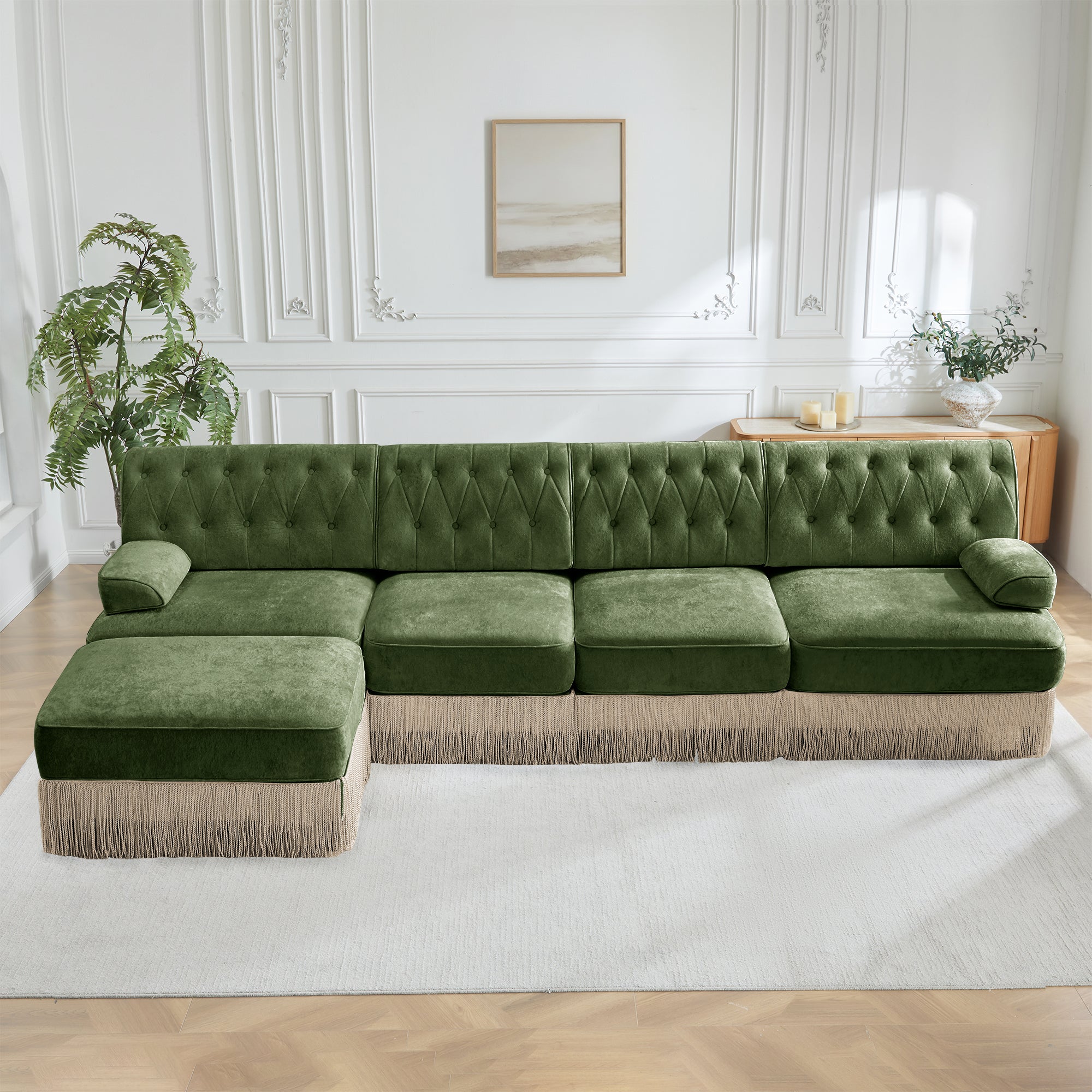Pet-Friendly Velvet Sectional Sofa for Living Rooms