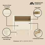 Ella 20' Nightstand in Cream (1-Drawer)