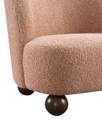 Pink Accent Chair for Living Room - Curved Back Boucle.