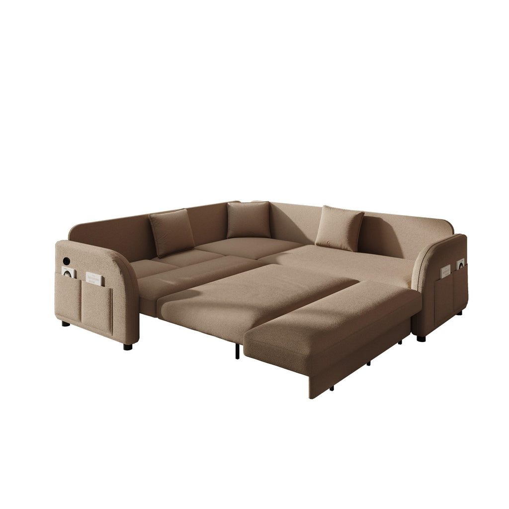 85.1' L-Shaped Pull-Out Sofa Bed with USB Port.