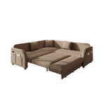 85.1' L-Shaped Pull-Out Sofa Bed with USB Port.