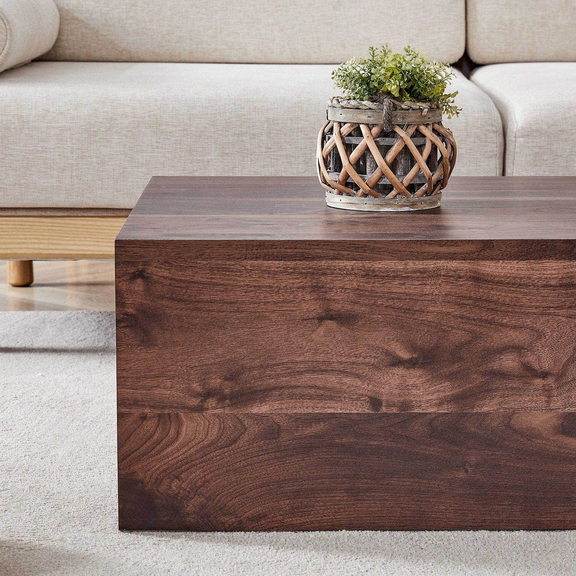 Walnut MDF Coffee Table - 39.3x23.6x12 Inch Design.