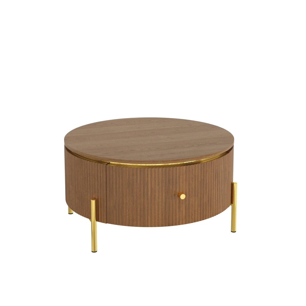 Modern Round Coffee Table with Storage Drawers.