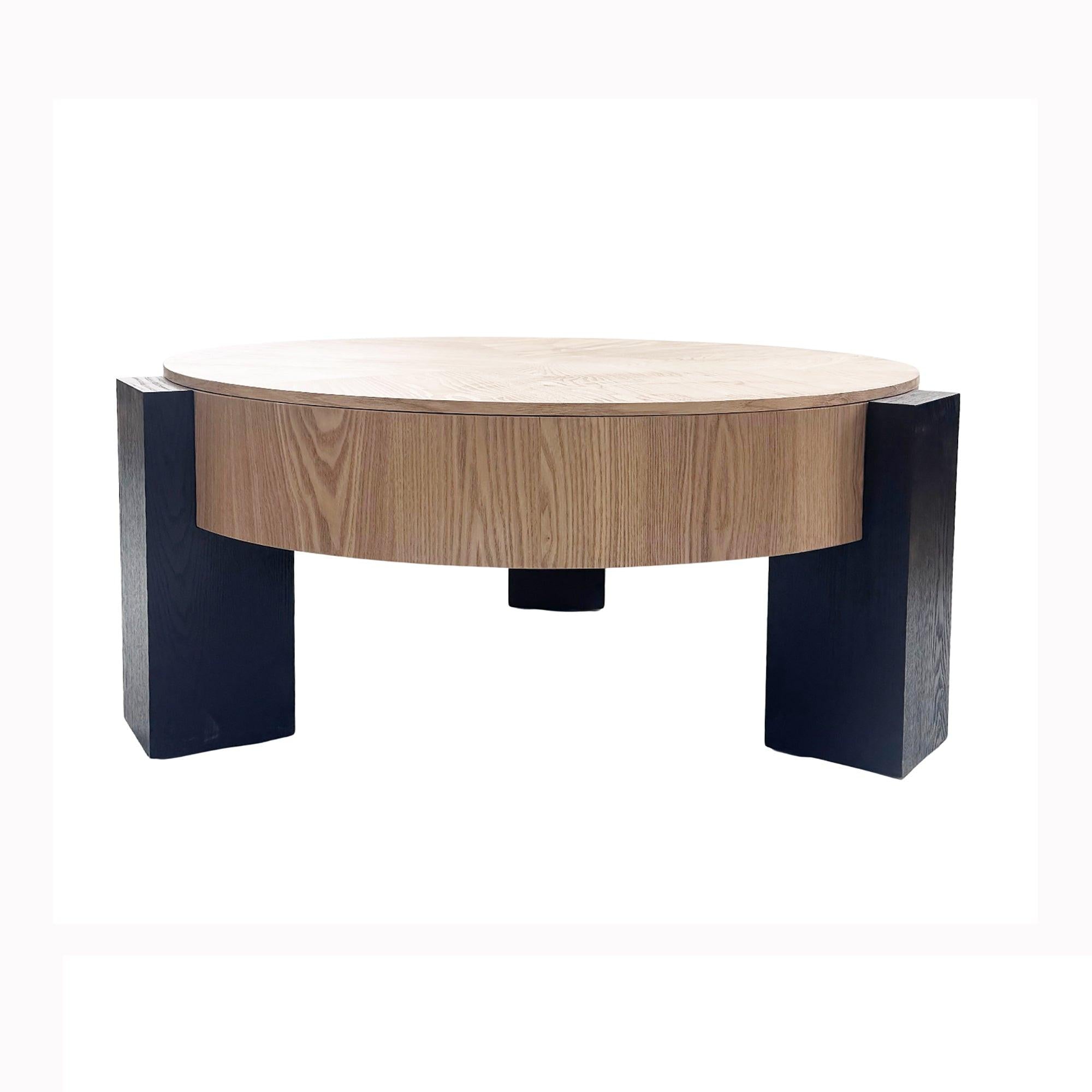 33'' Round Coffee Table with Hidden Storage for Small Spaces.