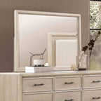 Oak Finish Eight Drawers Dresser with Mirror in Solid Rubberwood.