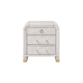 Malco Oak Nightstand with Spacious Drawer and Gold Metal Fluted Detailing in Black White Finish, Rubber Wood Construction.