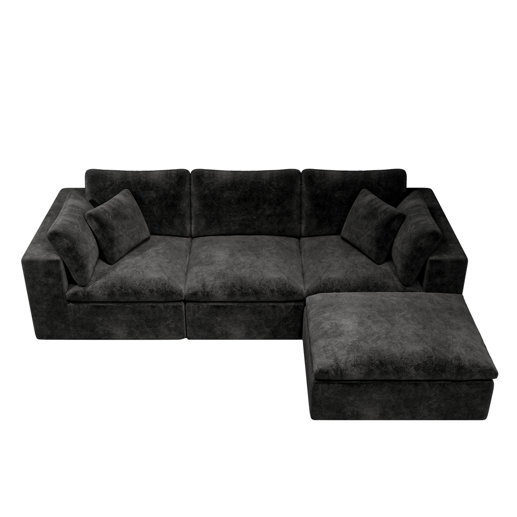 Modular Sectional Sofa Black - No Assembly Required.