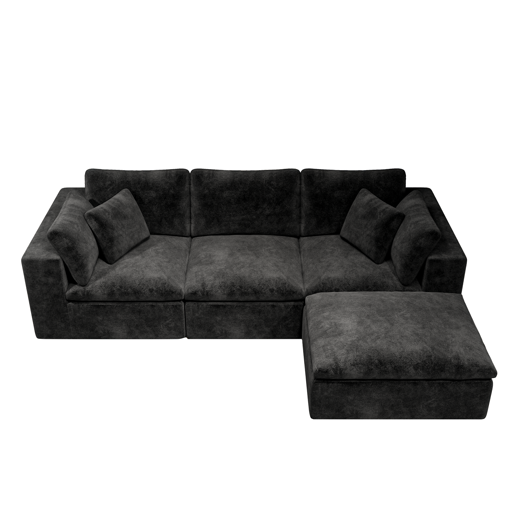 Modular Sectional Sofa Black - No Assembly Required.