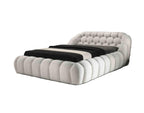 White Chenille King Size Bed with Contemporary Style.