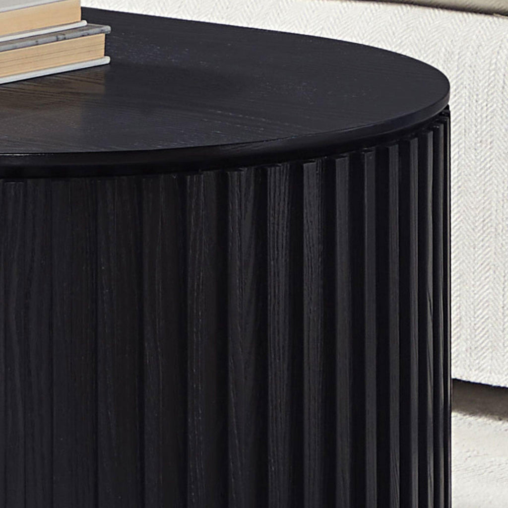 51.18'' Oval Coffee Table with Drawer for Modern Living Room.