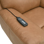 Brown Leather Reclining Sofa with USB & Power Headrest.