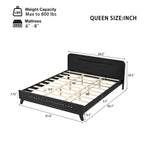 Black Queen Size Solid Wood Bed With No Box Spring.