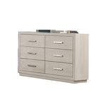 Light Gray Dresser with Mirror - Six Drawers Storage.