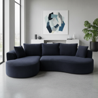 Curved Sectional Couch 2 Piece Set - Black.