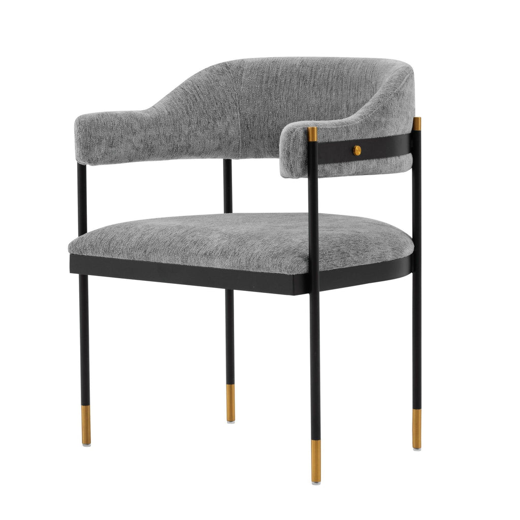 Lia Metal Chenille Armchair in Gray.