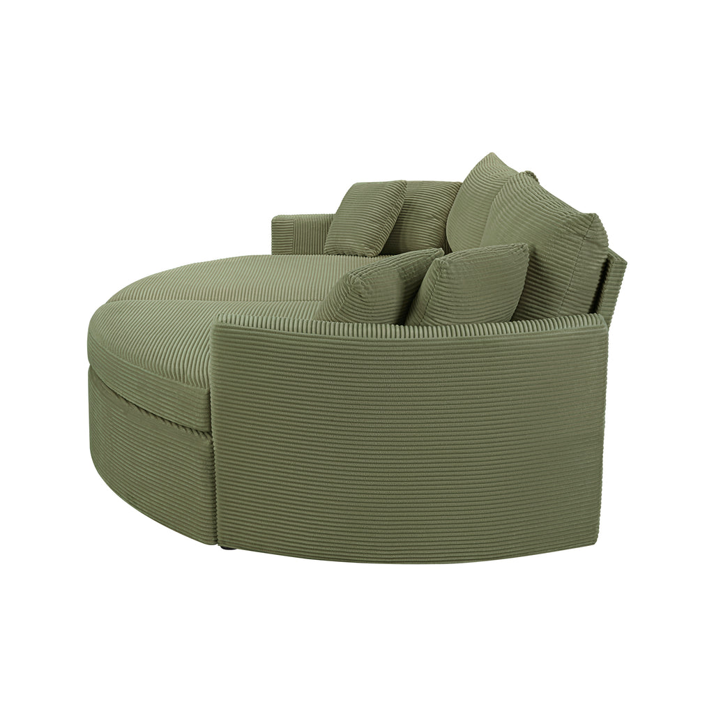 Green Oversized Double Chaise Lounge Sofa with Upholstered Corduroy Fabric, Deep Seat, USB Ports, and Removable Pillows – 102.3'