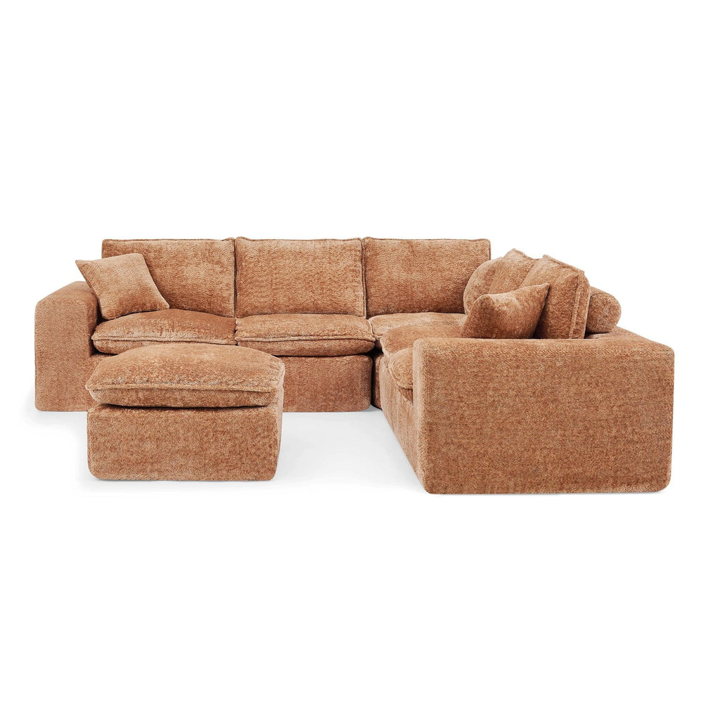 107'' Modern Boucle Sectional Sofa with Ottomans.