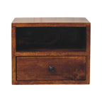 Solis 1-Drawer Chestnut Wall-Mounted Nightstand, 1 Open Slot, Brown.