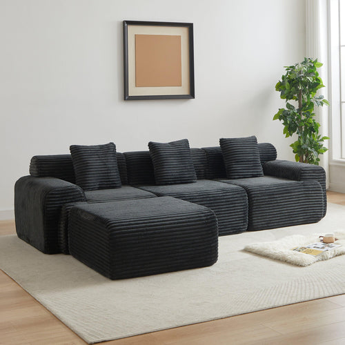 114-inch Modular Corduroy Sofa – Flexible Design & Comfort.