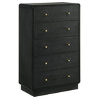 Burton Black 5-Drawer Chest of Drawers for Bedroom Storage.