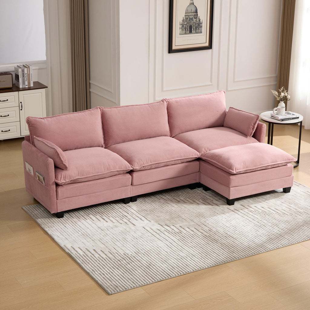Oversized Modular Sectional Sofa with Movable Ottoman.
