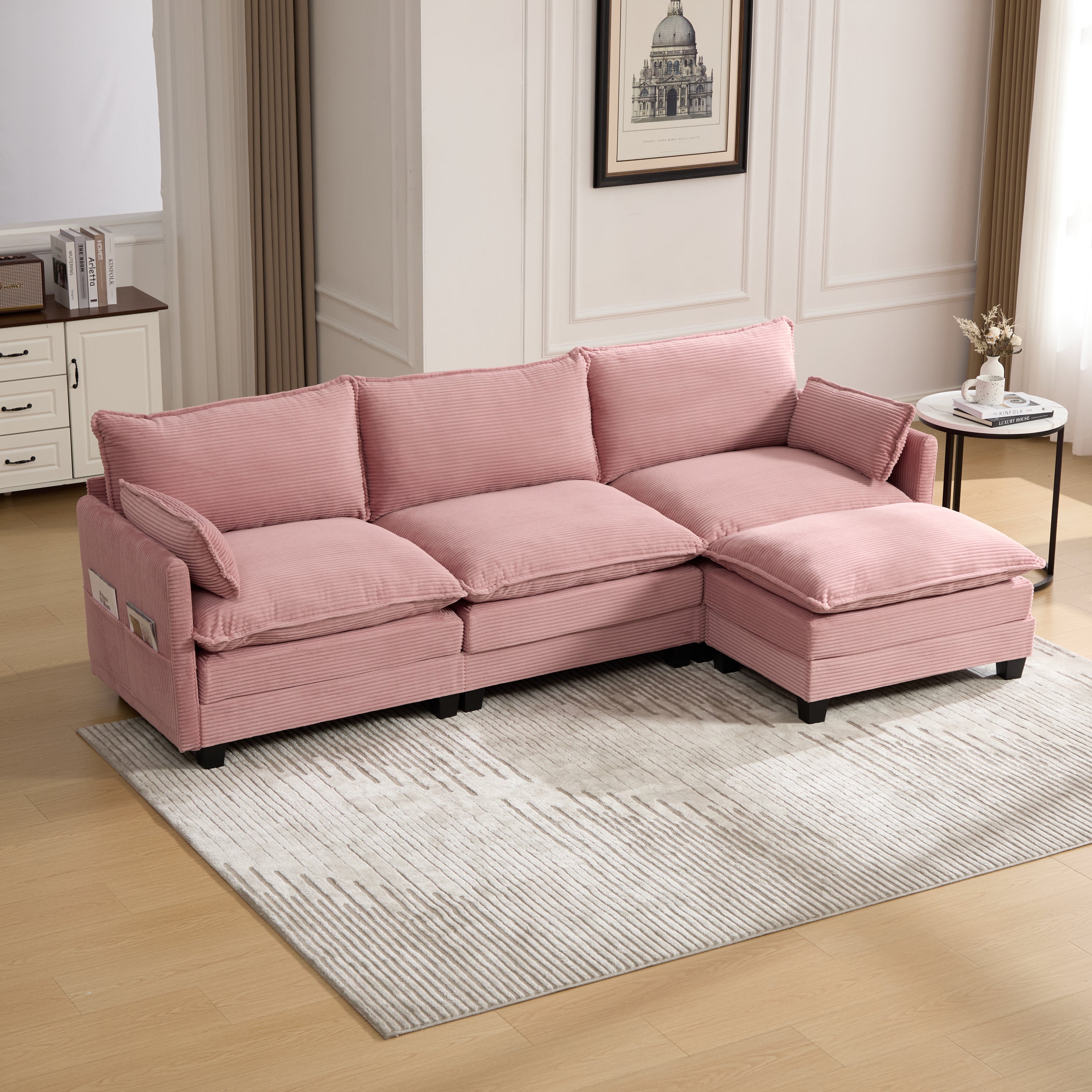 Oversized Modular Sectional Sofa with Movable Ottoman