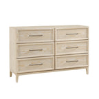 6-Drawer Dresser with Light Brown Finish for Bedroom.