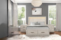3pc King Size Bed Set with LED Nightstands - Light Grey.