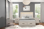 3pc King Size Bed Set with LED Nightstands - Light Grey.