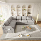 L-Shaped Sofa with Pull-Out Bed and USB Port.