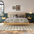 Rubber Wood King Bed Frame - Elegant Mid Century Design.