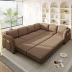 L-Shaped Sofa Couch with Pull-Out Bed for Modern Living.