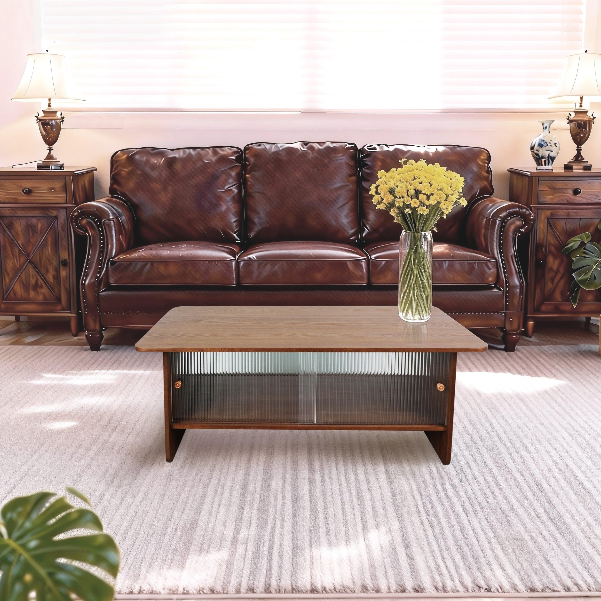 47-inch modern minimalist coffee table with storage.