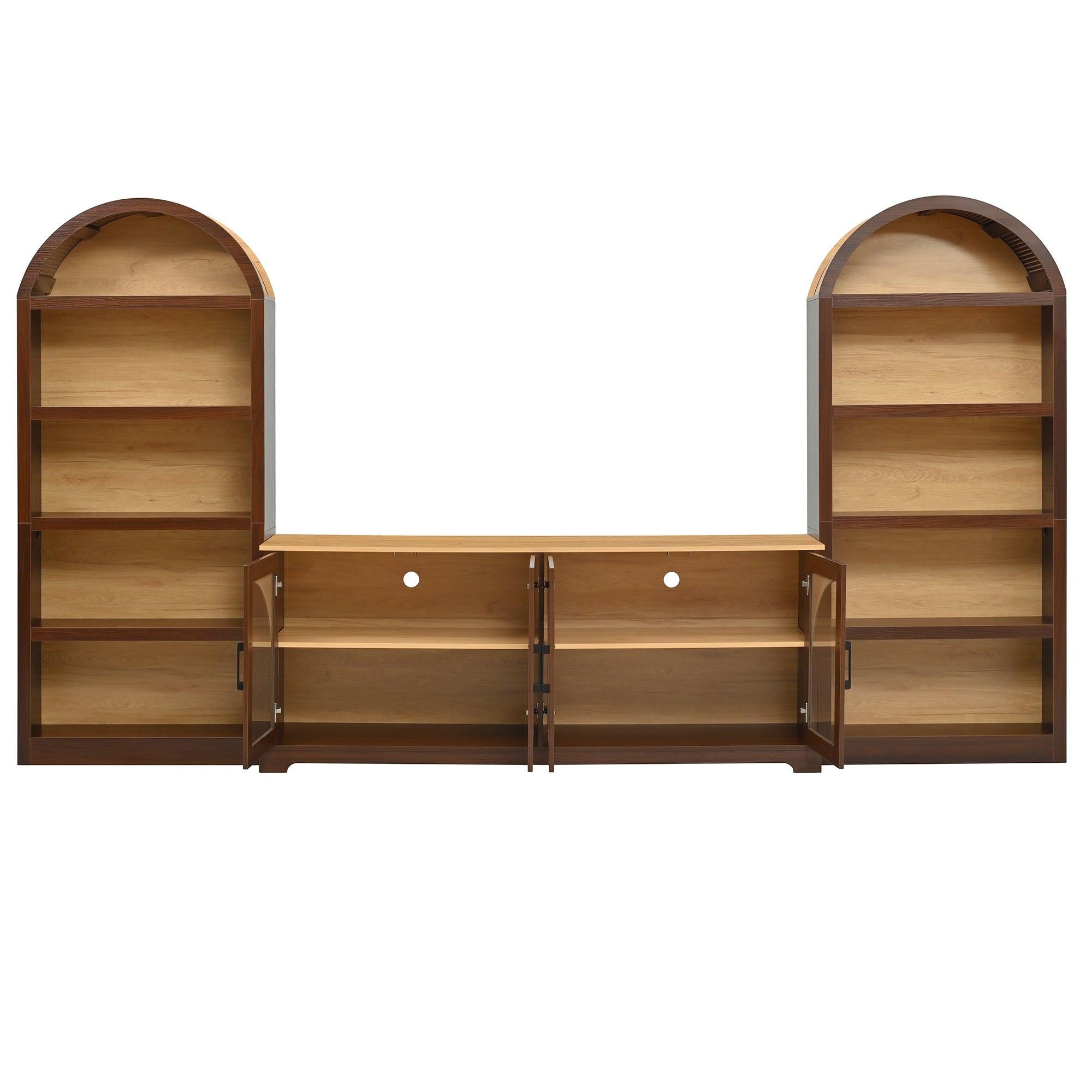 3-Piece Retro TV Stand Set with Bookshelf for TVs.