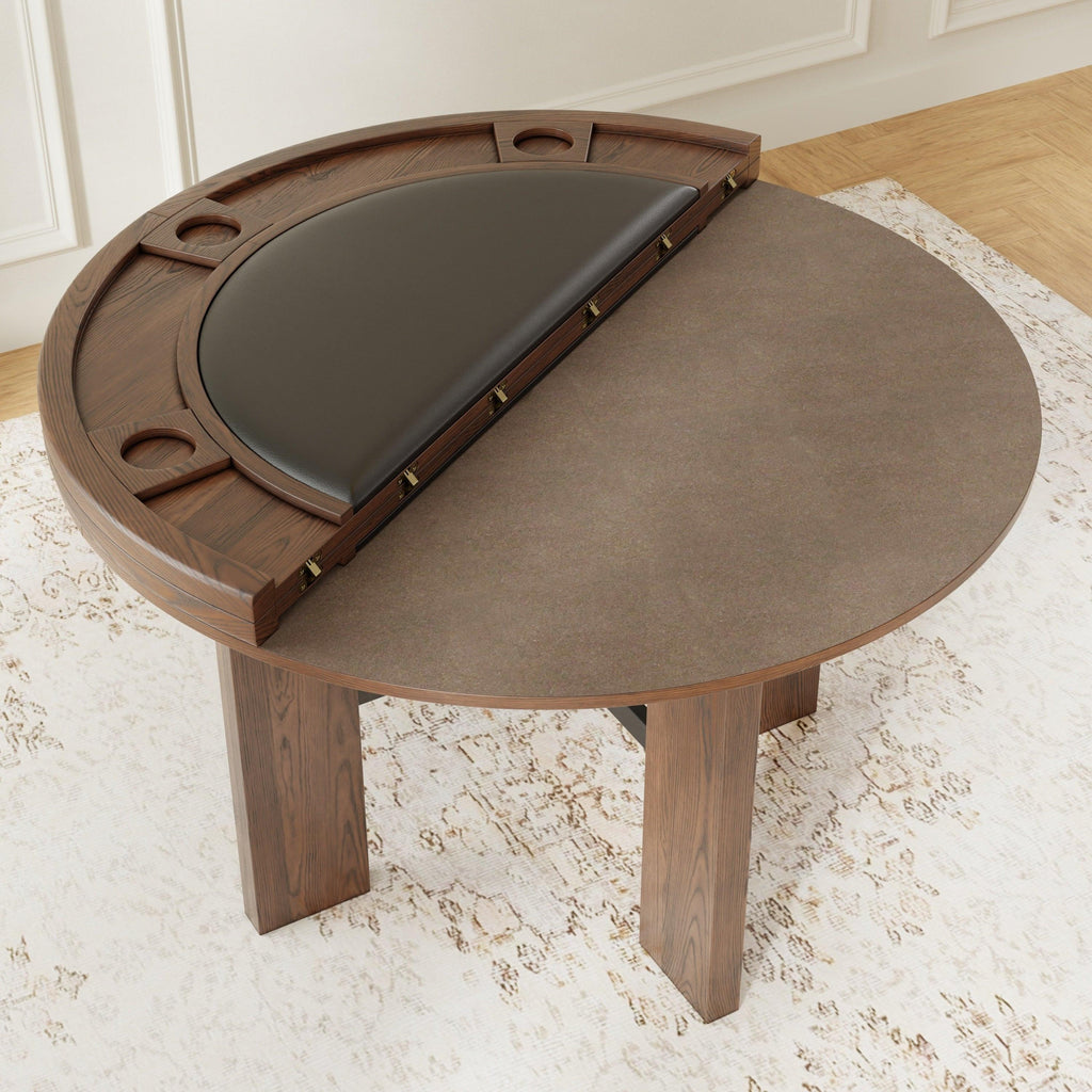 Gorman Dining Game Table with Walnut Finish.