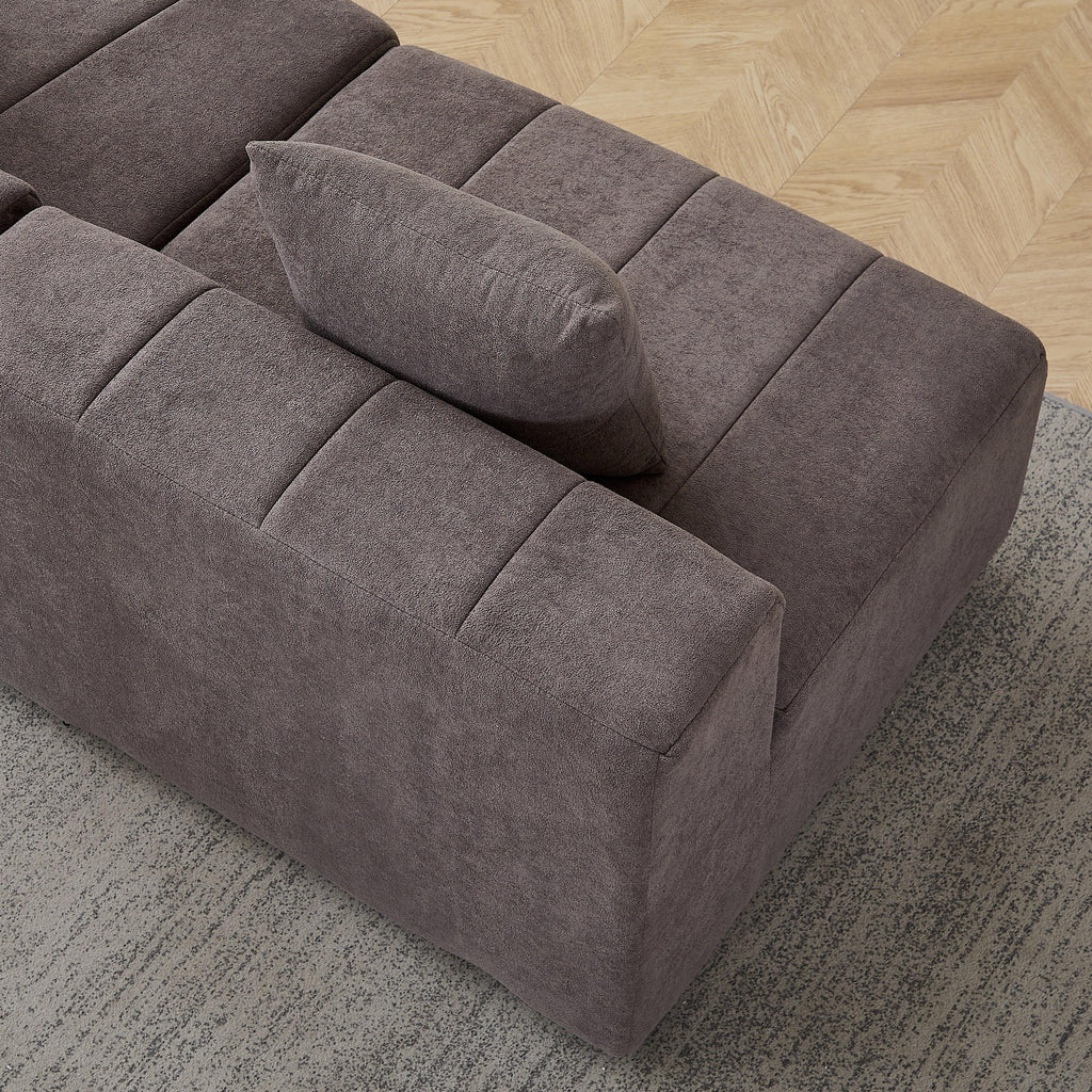 Modular Chenille Sofa Sectional with 2 Pillows.