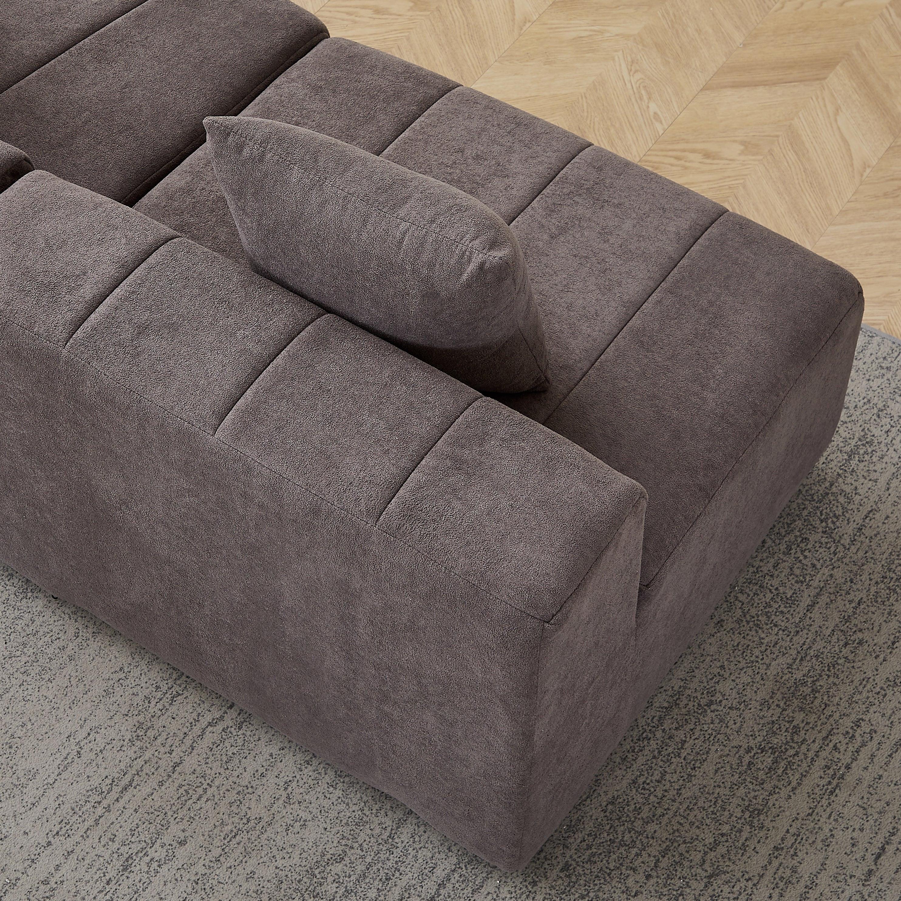 Modular Chenille Sofa Sectional with 2 Pillows.