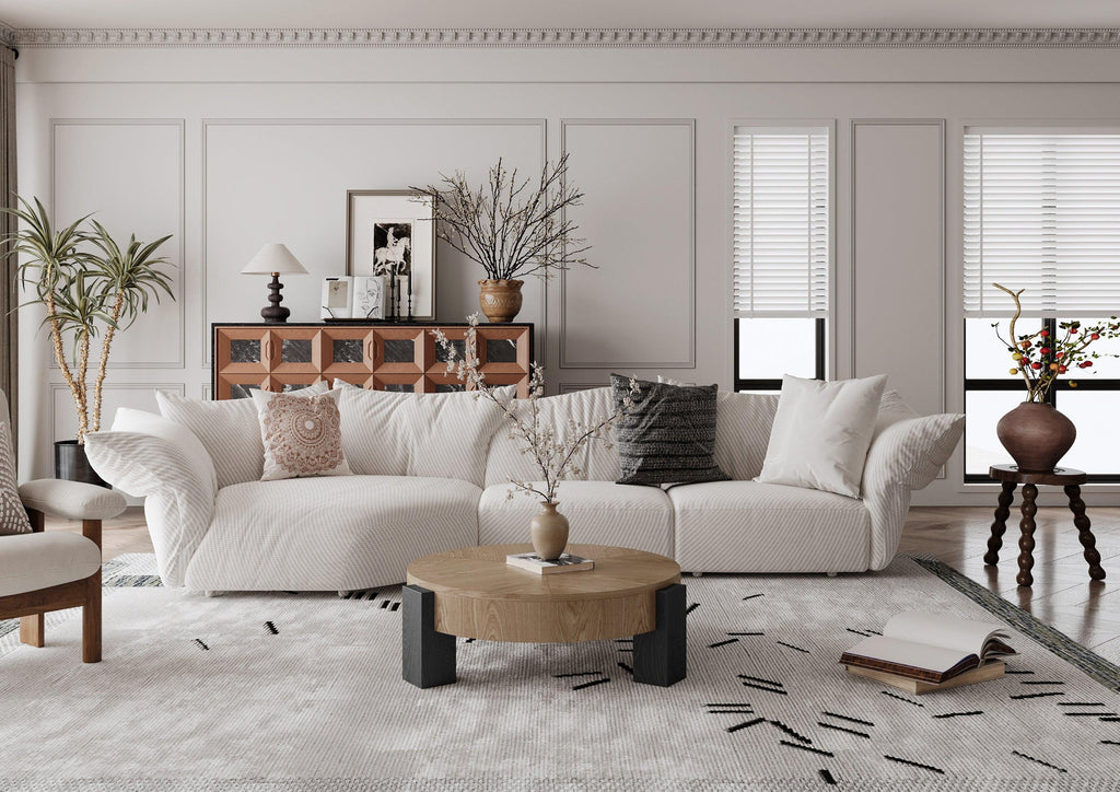 33'' Round Coffee Table with Hidden Storage for Small Spaces.