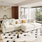 U_STYLE U-shaped sectional sofa with 2 ottomans in a bright living space, showcasing spacious seating and modular design.