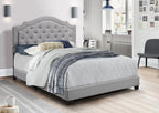 Modern Gray Linen Upholstered Queen Platform Bed with Padded Headboard