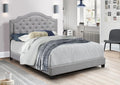 Modern Gray Linen Upholstered Queen Platform Bed with Padded Headboard
