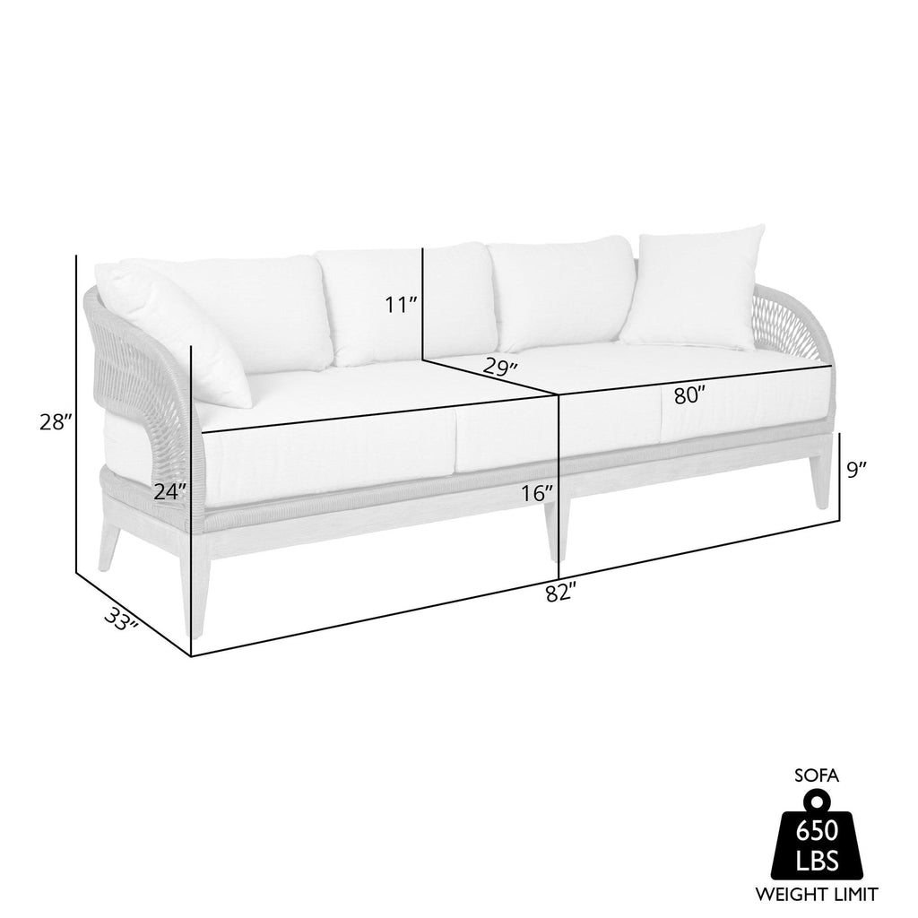 Outdoor Patio Sofa in Weathered Eucalyptus Wood.