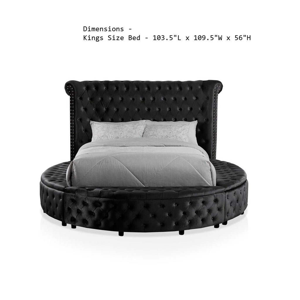 Glam Round Bed with Wingback and USB Charging.