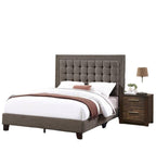 Full Size Upholstered Bed with Tufted Headboard.