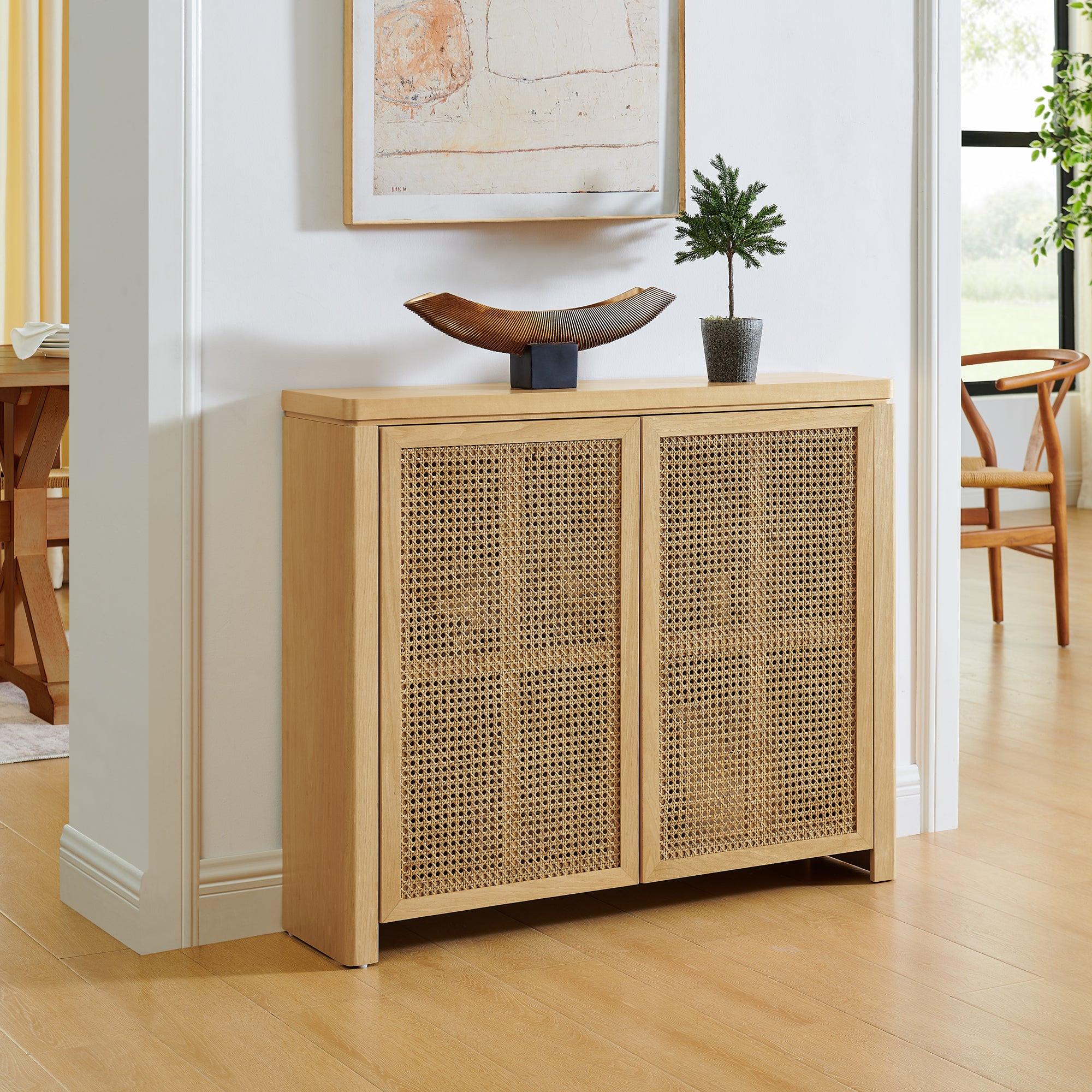 39.4' Rattan Sideboard Buffet Cabinet for Modern Storage.