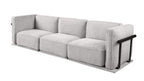 Angled front view of modular fabric sofa set with corner module and three seats, designed for customizable living room layouts.