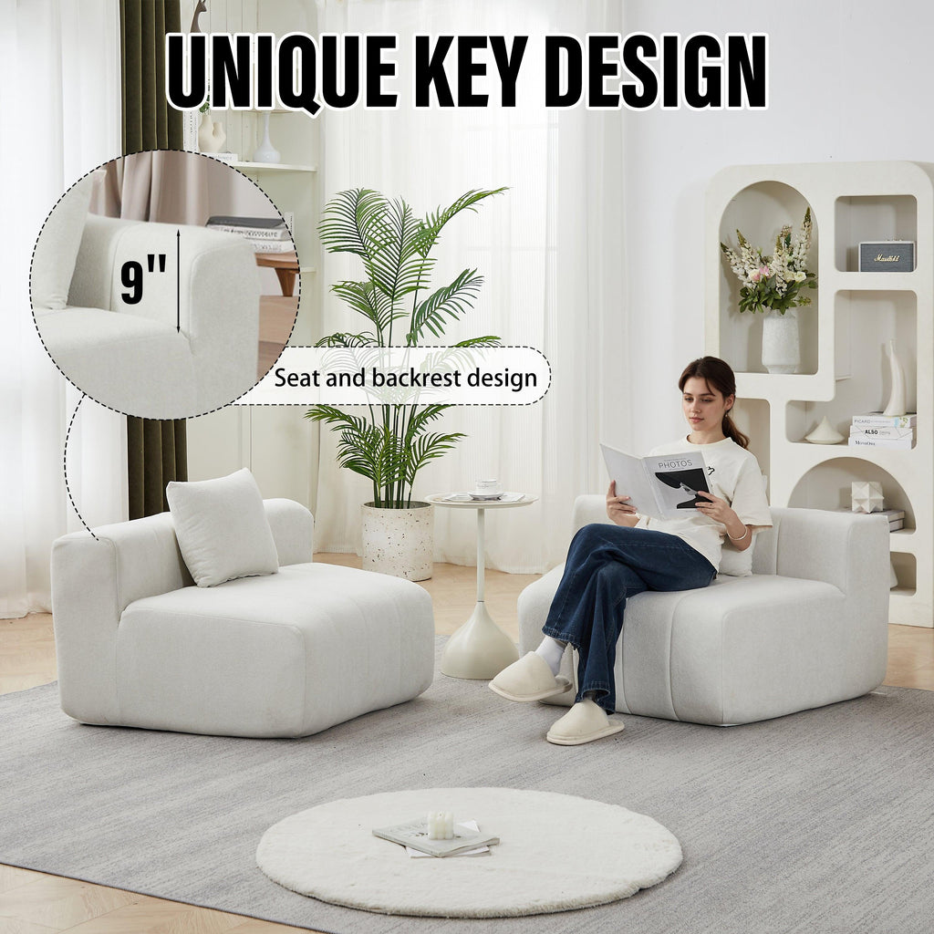 Chenille Curved Sectional Sofa with 2 Pillows.