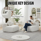 Chenille Curved Sectional Sofa with 2 Pillows.